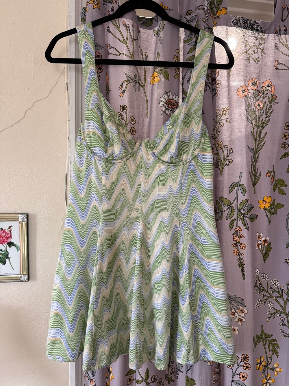 Green & Blue Patterned For Love & Lemons Mini Dress
